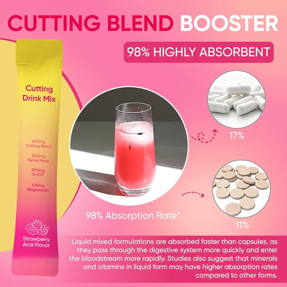 Leefar Cutting Drink Mix –| Strawberry Açaí Flavor – 30 Servings